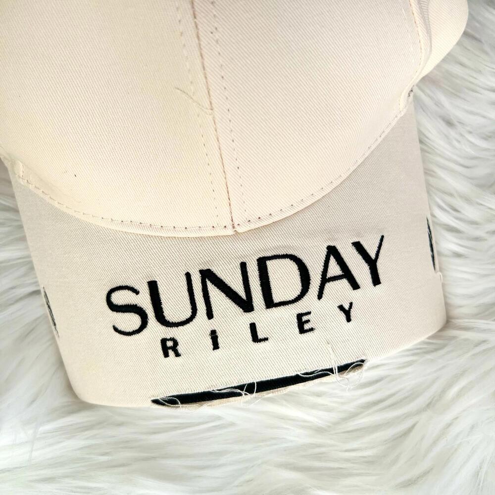 New in Bag - Sunday Riley distressed cut off bill beige hat adjustable